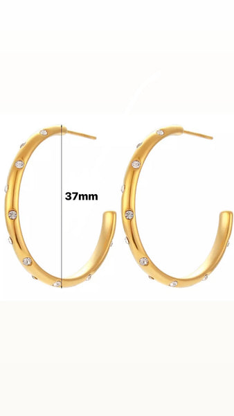 SEMIRA | Tarnish-Free | Gold Encrusted Clear/MultiColor Large Hoop | Earring