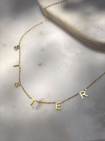 SISTER | 18ct Gold Plated Stainless Steel | Word Pendant Necklace