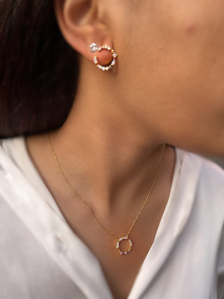 ANASTASIA | S925 Sterling Silver | 18ct Gold Plated | Multicolored Circular Necklace/Bracelet/Earrings