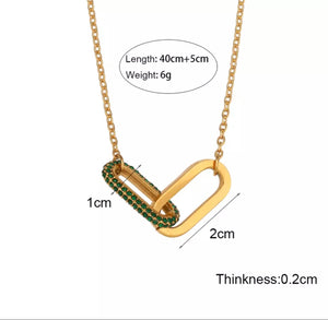 VIVA | Tarnish-Free | Gold Cubic Zirconia Emerald/Clear Linked  | Necklace