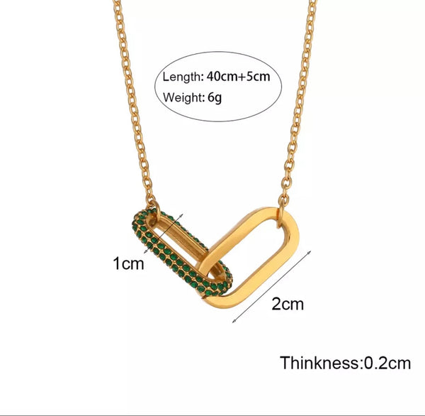 VIVA | Tarnish-Free | Gold Cubic Zirconia Emerald/Clear Linked  | Necklace