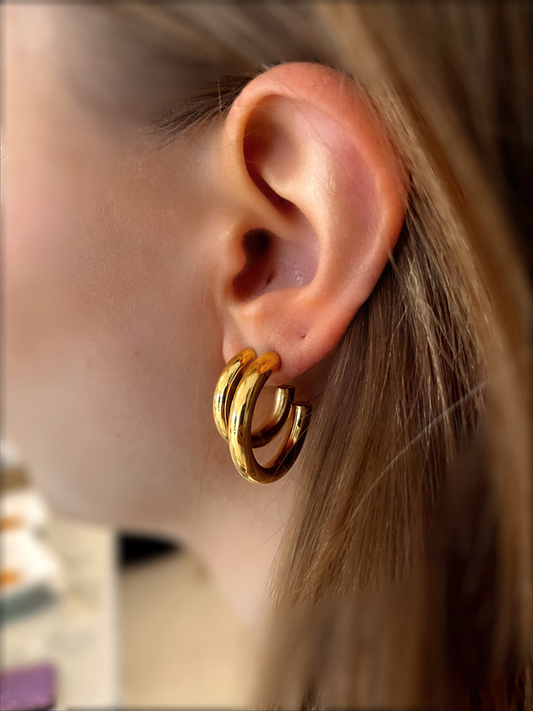 CAPRI Tarnish Free Gold Solid Hoop Earring ZibaStyles