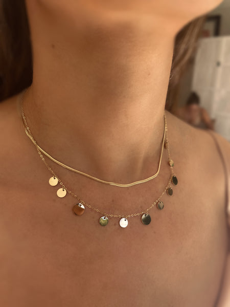 JARITHA | Gold Snake and Disk Double Layer | Tarnish Free | Necklace