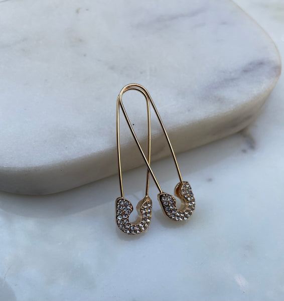 DIXIE | Jewel Encrusted Safety Pin Earrings