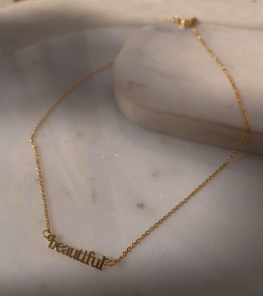 Word Necklaces | Pendant Style | Tarnish Free | 18ct Gold Plated and Stainless Steel | Superwoman/Hustler/Abundant/Beautiful/Bossbabe
