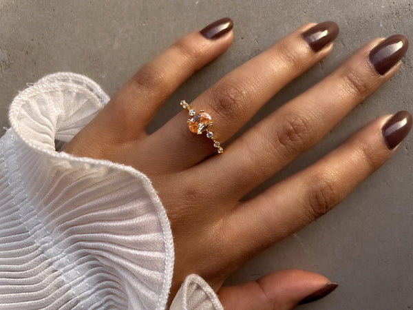 BLUSH MAJESTY I Ethereal Collection | S925 Sterling Silver I 18k Gold Plated I Cubic Zirconia Ring