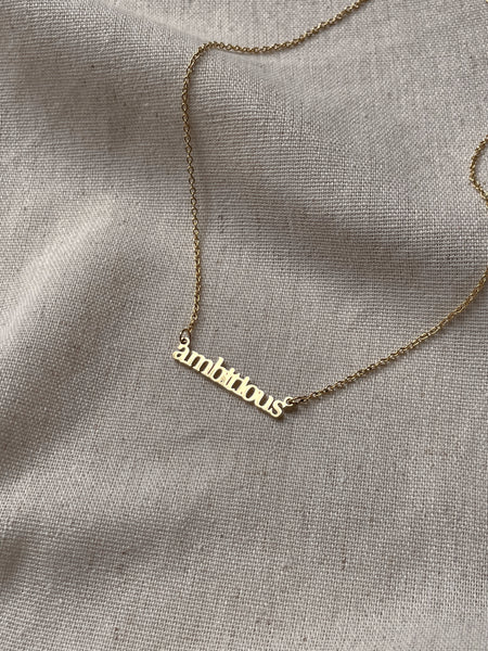 Word Necklaces | Pendant Style | Tarnish Free | 18ct Gold Plated and Stainless Steel | Selflove/fearless/triumphant/courageous/shero/warrior/girlboss