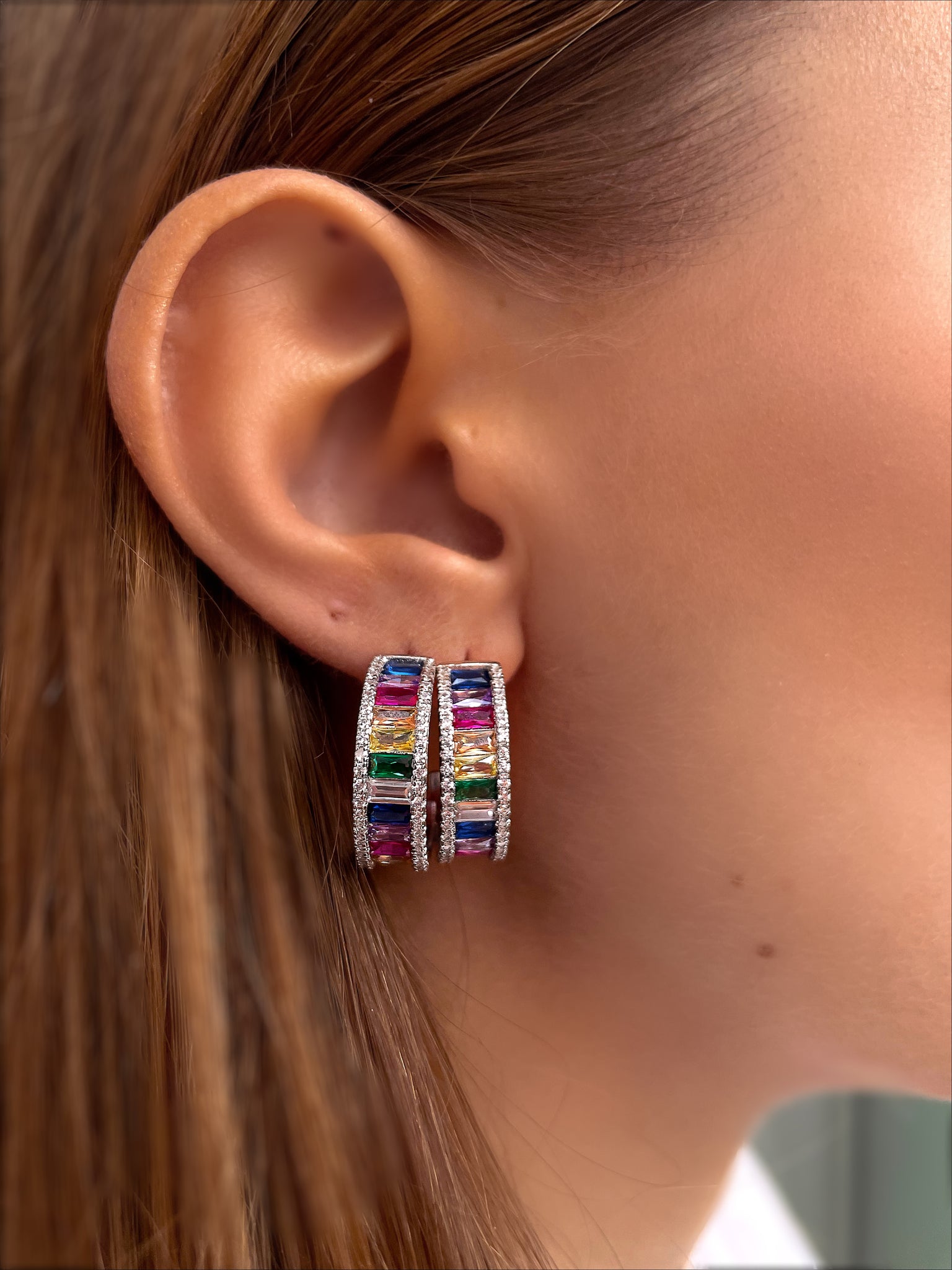 Rainbow shop coloured earrings