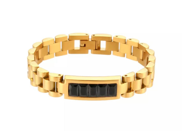 BEVERLY HILLS | Tarnish-Free | Gold Cubic Zirconia Chunky Link | Bracelet/Ring/Earrings