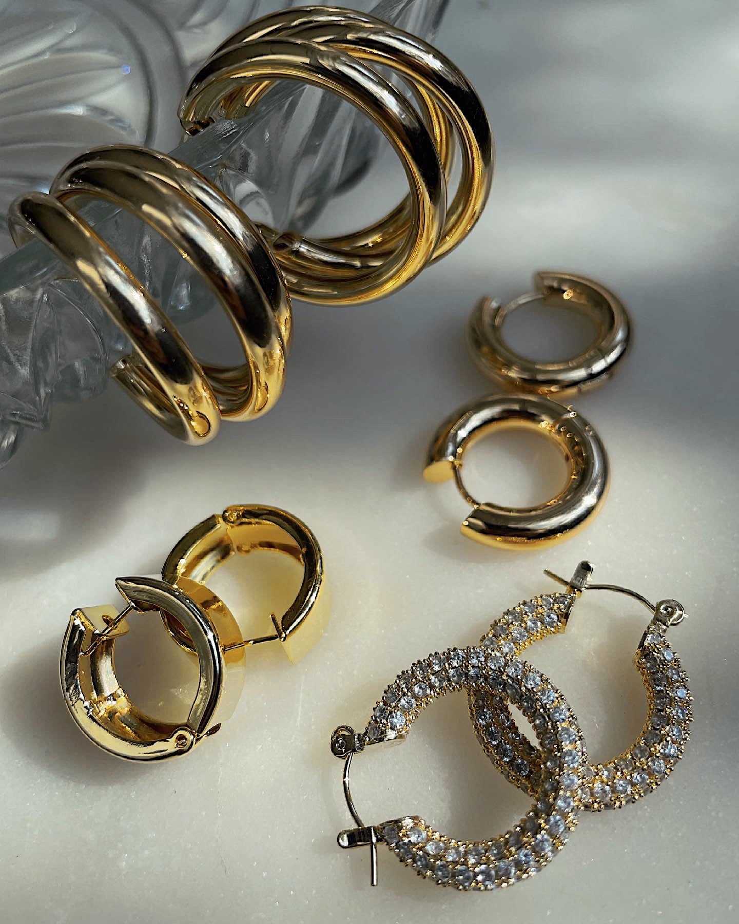 ANGELICA | Gold/Silver Luxury Cubic Zirconia Encrusted Hoops (1 or 2 cm)