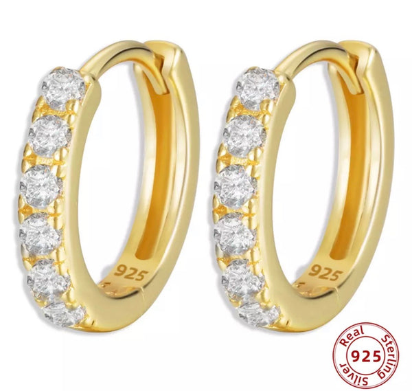 DERIKA| Huggies| S925 Sterling Silver I 18ct Gold Plated I Cubic Zirconia