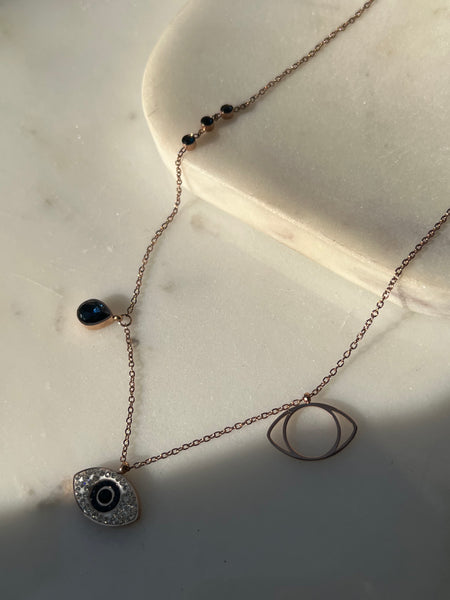 NERA | Rose-Gold / Gold Evil Eye Charm | Stainless Steel 18k Gold | Necklace