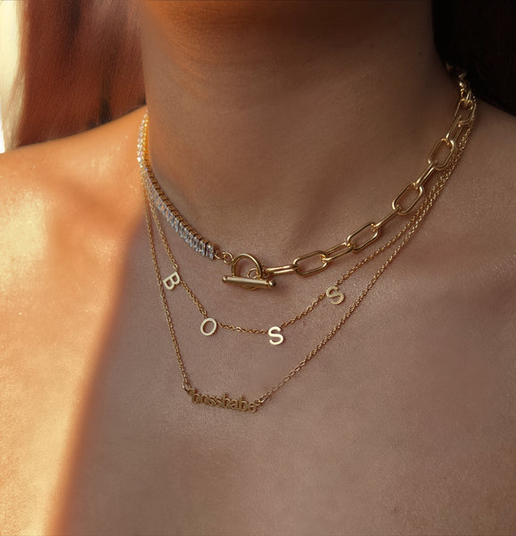 Word Necklaces | Spaced Out | Tarnish Free | 18ct Gold Plated and Stainless Steel | Wifey/Queen/Be Kind/Dream/Love/Peace/Breathe/Boss/Angel/Amour/Bestie/Lucky/Brave/Blessed