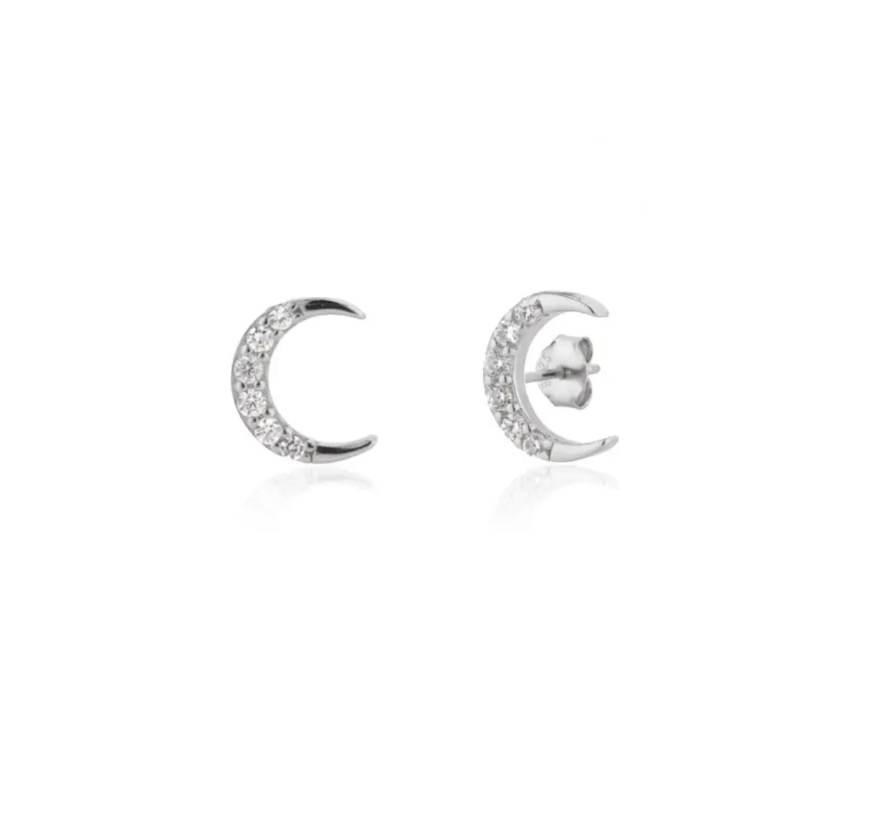 CRESCENT I S925 Sterling Silver I 18ct gold plated I Cubic Zirconia Crescent Stud | Earrings