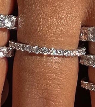 TRUELOVE I Eternity Band I S925 Sterling Silver I Platinum Plated I Cubic Zirconia (3 widths)