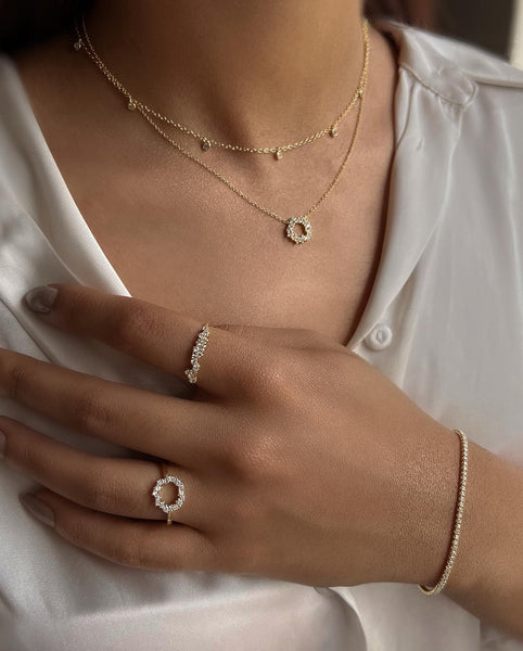 HALO | S925 Sterling Silver I 18ct gold plated I Cubic Zirconia I Pendant Necklace/Ring