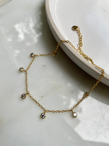 MOONDROPS | 18k Gold/Silver Plated | Cubic Zirconia Anklet