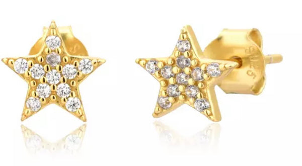 STARDOM I S925 Sterling Silver I 18ct gold plated I Cubic Zirconia Star Stud | Earrings