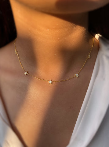 STARSTRUCK | S925 Sterling Silver | 18ct Gold Plated | Multi Star Necklace