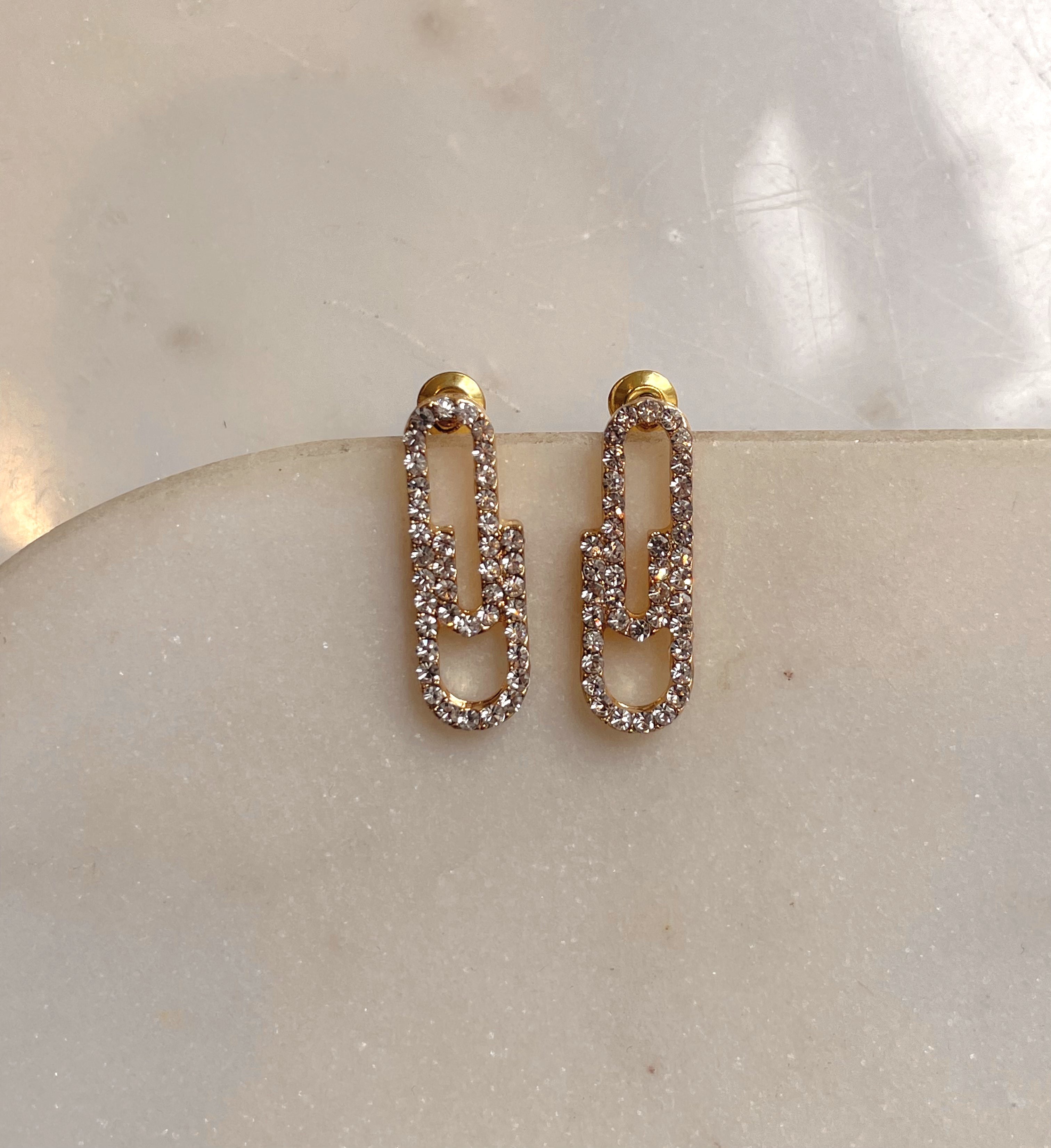 AUDREY | Gold/Silver Cubic Zirconia Paperclip | Earring