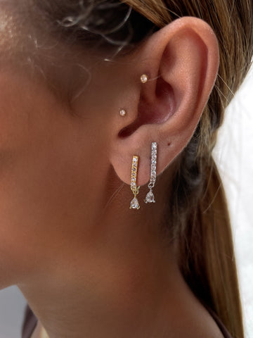 LUSTROUS | Cubic Zirconia Linear Stud| S925 Sterling Silver 18ct Gold Plated Earrings