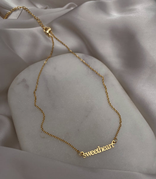 KIDS WORD PENDANT NECKLACES | Princess/Sweetheart | Tarnish Free | 18ct Gold Plated and Stainless Steel |