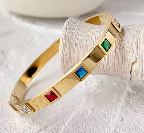 EUROPA | Tarnish-Free | Multicoloured/Clear Cubic Zirconia | Cuff (1 piece)