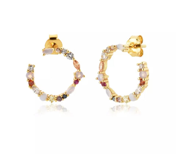 ANASTASIA | S925 Sterling Silver | 18ct Gold Plated | Multicolored Circular Necklace/Bracelet/Earrings