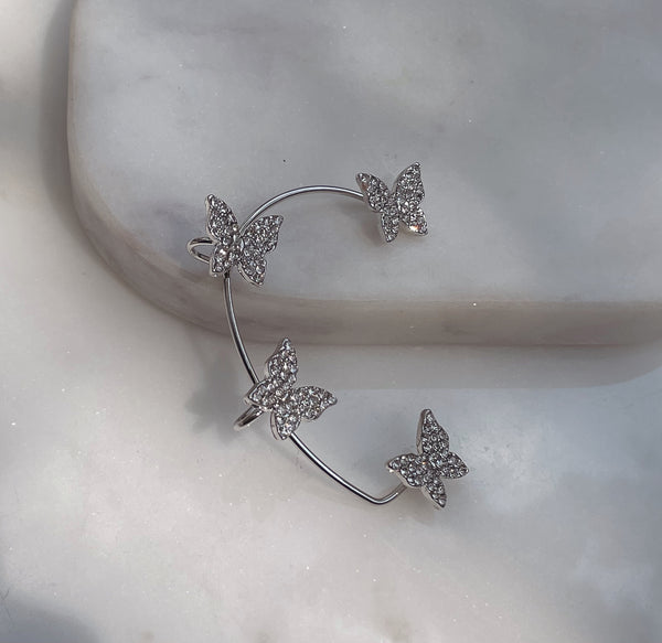 BUTTERFLY EAR CUFF Gold/Silver Butterfly Diamanté Ear Cuff (Single