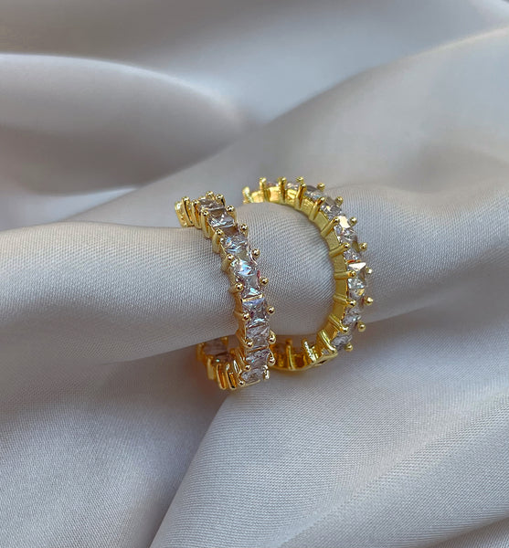 GODDESS | Luxury Gold Baguette Stone Encrusted Earrings | AAA Grade Cubic Zirconias
