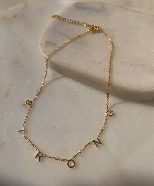 KIDS SPACED OUT WORD NECKLACES | Love/Brave/XOXO/Strong/Angel | Tarnish Free | 18ct Gold Plated and Stainless Steel |