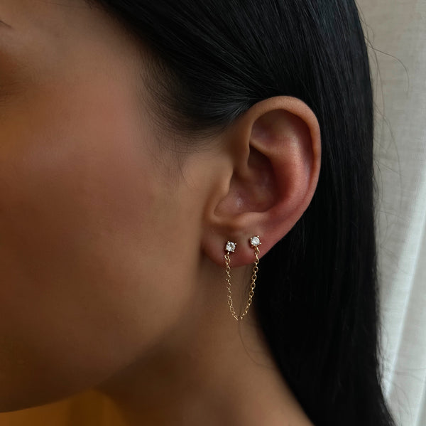 DIVA HIGH | Cubic Zirconia Double Stud Earrings | 1pc