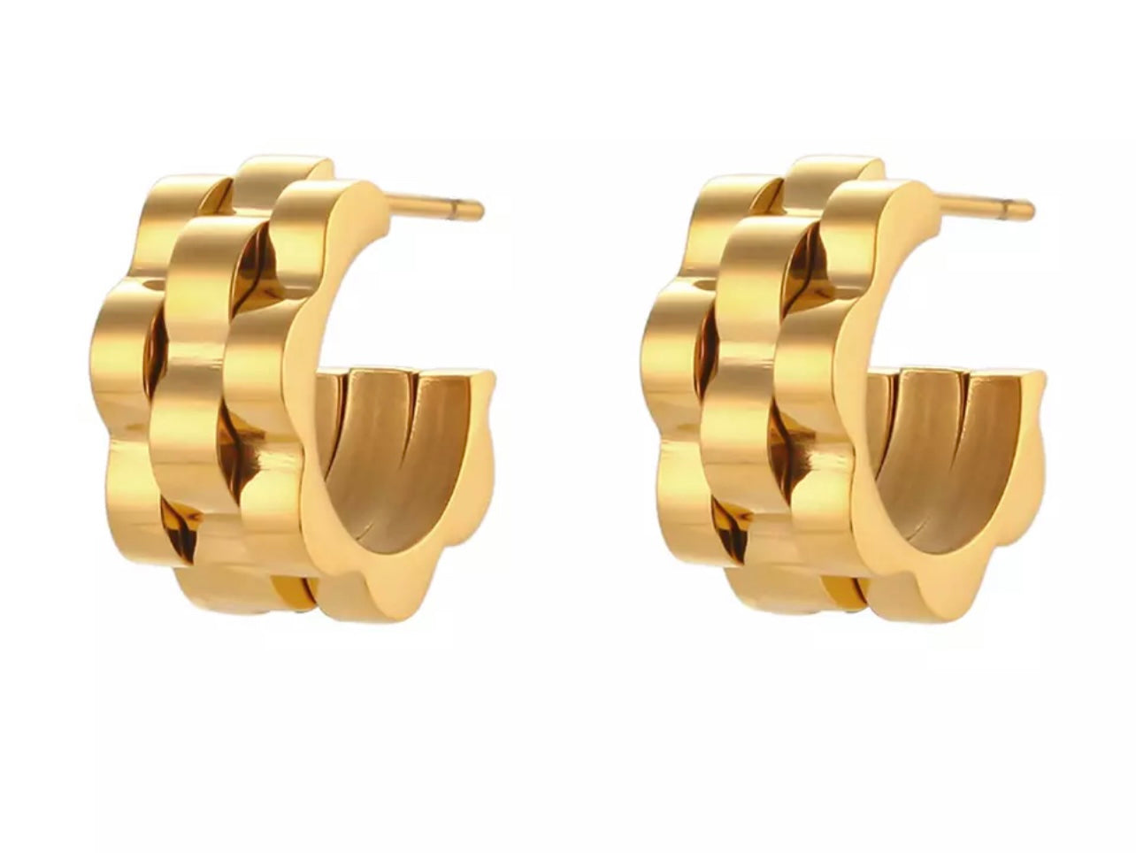 BEVERLY HILLS | Tarnish-Free | Gold Cubic Zirconia Chunky Link | Bracelet/Ring/Earrings