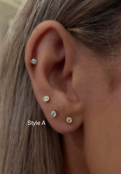BALL-BACK STUDS I STUDS I S925 Sterling Silver | 18ct Gold/Platinun Plated | Cubic Zirconia | Single Piece