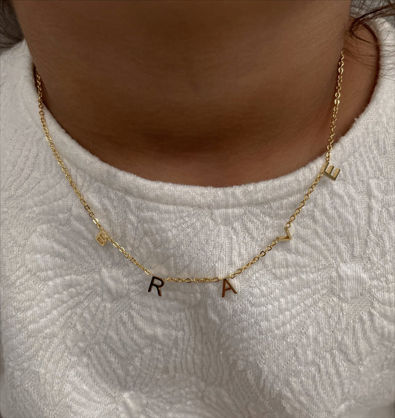 KIDS SPACED OUT WORD NECKLACES | Love/Brave/XOXO/Strong/Angel | Tarnish Free | 18ct Gold Plated and Stainless Steel |
