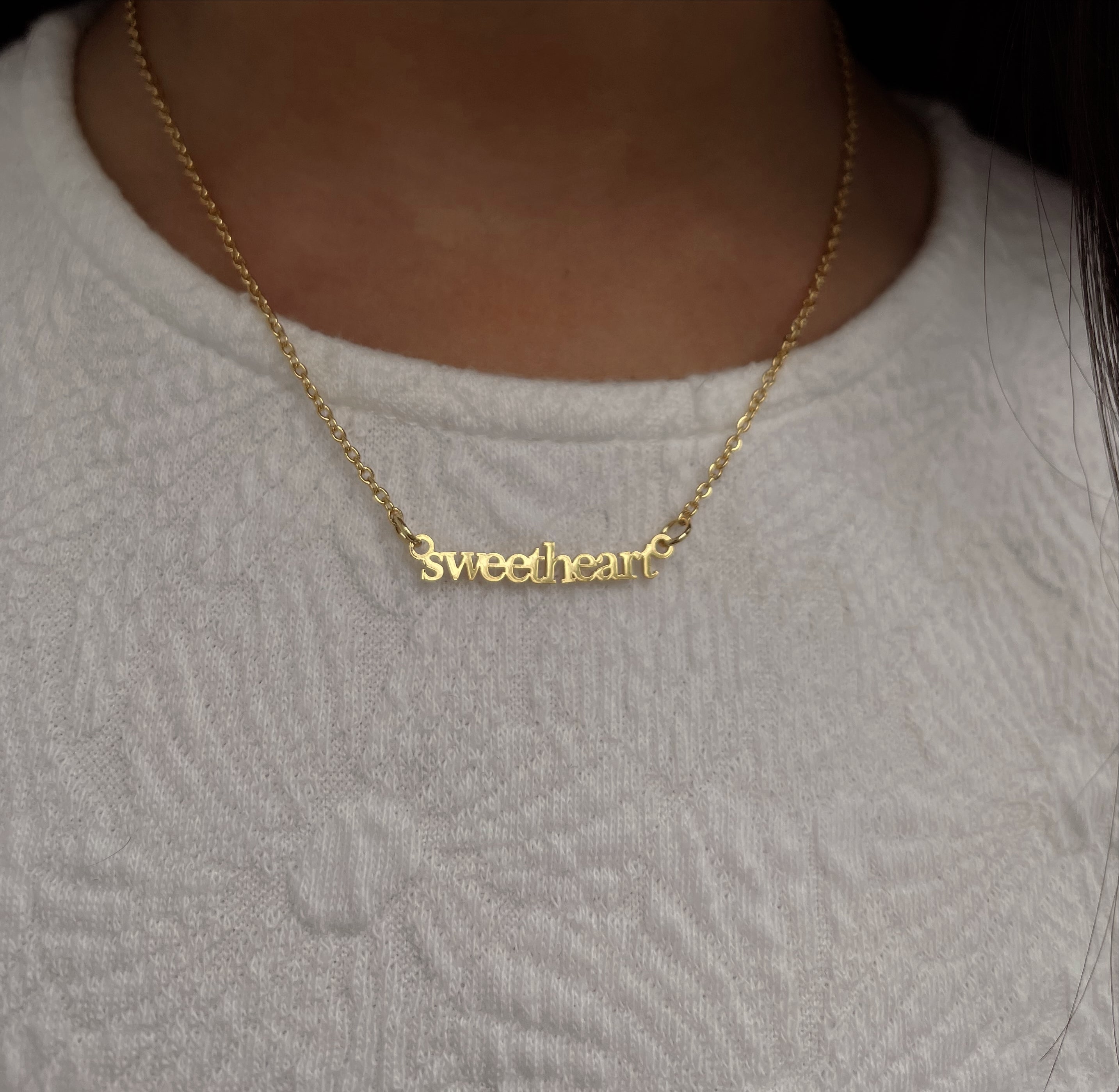 KIDS WORD PENDANT NECKLACES | Princess/Sweetheart | Tarnish Free | 18ct Gold Plated and Stainless Steel |