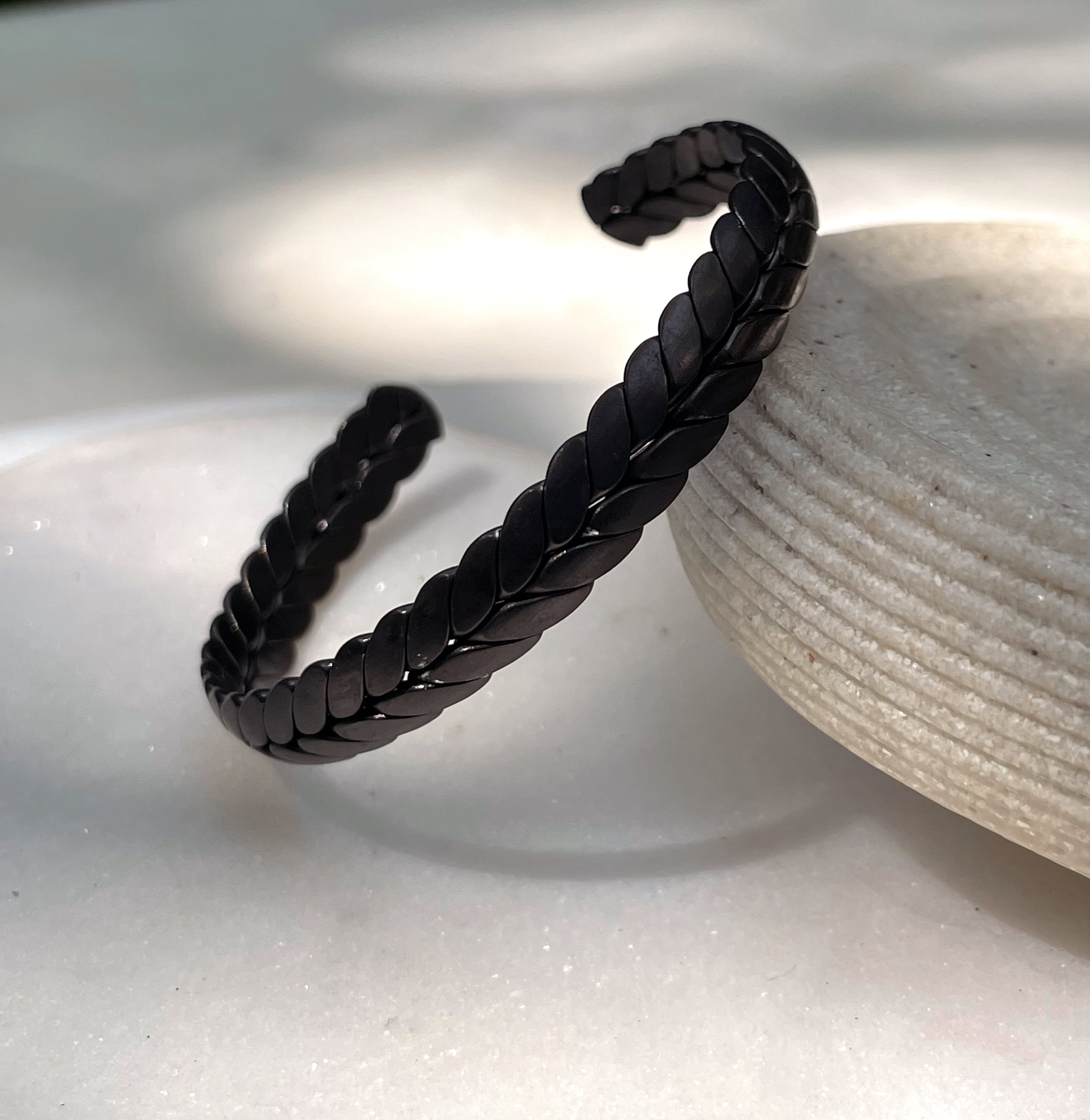 DRIP | ZibaMan | Silver/Black Woven Cuff | Tarnish-Free