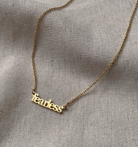 Word Necklaces | Pendant Style | Tarnish Free | 18ct Gold Plated and Stainless Steel | Selflove/fearless/triumphant/courageous/shero/warrior/girlboss