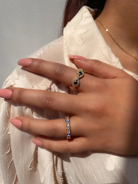 THALIA | Evil Eye | Encrusted Adjustable Ring