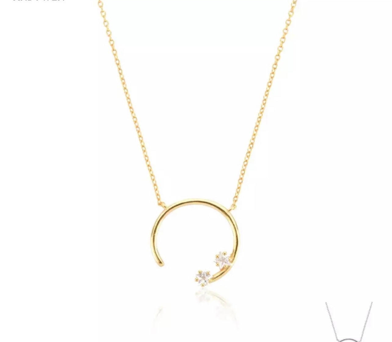 LANA I Cresent Necklace I S925 Sterling Silver I 18ct Gold/Platinum Plated I Cubic Zirconia