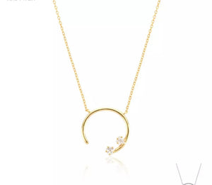 LANA I Cresent Necklace I S925 Sterling Silver I 18ct Gold/Platinum Plated I Cubic Zirconia